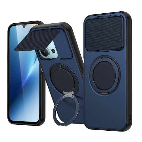 Image of SPAZY CASE Redmi 15C 5G Back Cover|Premium Magnetic Ring Stand Case with Camera Protection Slider|360 Rotating Kickstand|Slim & Strong Grip Phone Case for Redmi 15C 5G-Blue