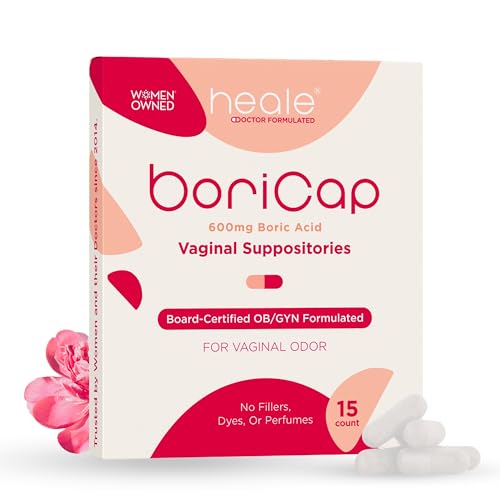 Image of BoriCap Heale 600mg Boric Acid Suppositories | for Vaginal Odor | 15 Count | Made in the USA