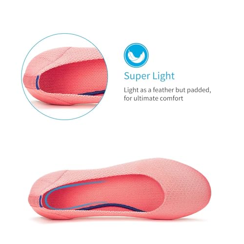 Image of Frank Mully Women's Ballet Flat Shoes Knit Dress Shoes Round Toe Slip On Ballerina Flats for Woman Low Wedge Comfort Soft