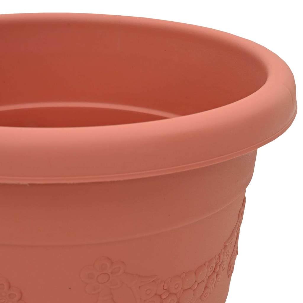 24er Set Runder Blumentopf Ø 39 x 32 cm Kunststoff, Großer Pflanztopf Ziegelrot für Garten, Balkon und Terrasse, Wetterfester Pflanzkübel mit Entwässerungslöchern für Innen und Außen