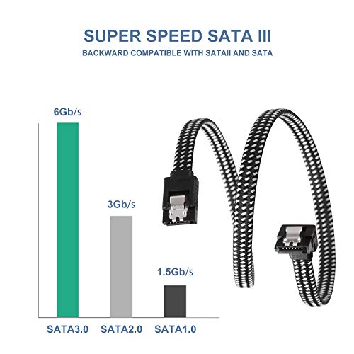 image for SATA III Cable,DanYee Nylon Braided SATA Cable III 6Gbps Straight HDD 