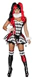 Roma Costume 3 Piece Court Jester Cutie Costume, Black/Red, Small