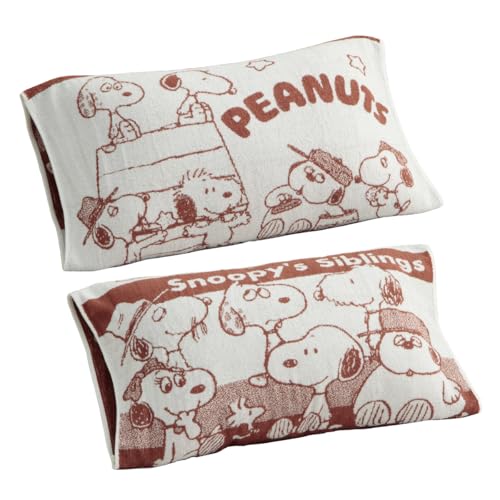 枕カバー のびのび タオル ピローケース PEANUTS シブリングス・ブラウン 約64×34cm のびのび枕カバー タオル地 抗菌 可愛い #9817553
