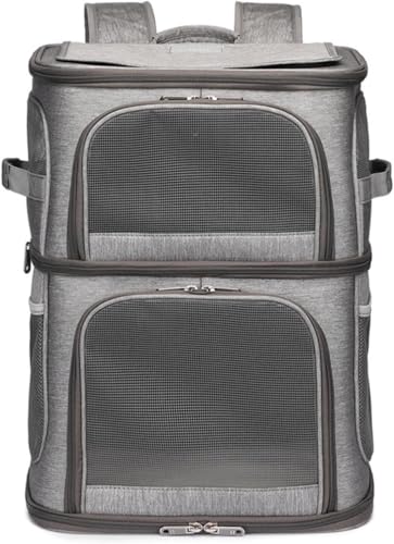 SANLWZSF 大空間二層ペットバッグの新モデル外出に便利です猫バッグ猫バッグペットバッグ ペットキャリー リュック ペット リュック2段式 二段式 耐荷重8.5kg 犬 猫 ペット キャリーバッグ 中・大型猫用・小型犬・うさぎ用 カート 旅行 通院 ア