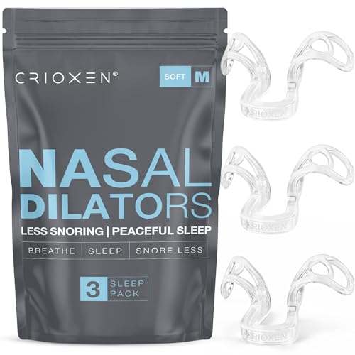 CRIOXEN Nasal Dilators for Breathing Sleeping - Reusable Internal Nostril Nose Opener, Anti Snoring Device Maximum Nasal Airflow Support Comfortable Fit for Congestion 3 Pack Soft M
