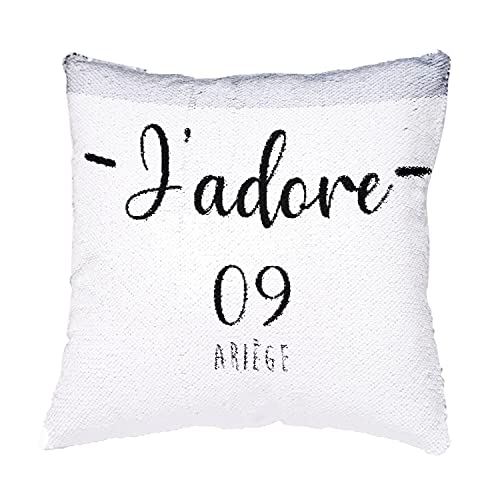 Coussin Sequin Turquoise J'adore 09 Ariege Idée Cadeau Souvenir Original