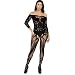 QueensHot Sheer Black Lingerie Babydoll Crotchless Teddy Nightie Leotard Body Suit Stocking, Black, Large