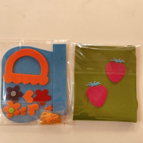 手作りフェルトバッグキット2個セット 簡単可愛い モンテッソーリ 縫いさしのサムネイル