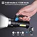 Wrrozz LED Flashlight High Lumens USB Rechargeable Flashlight for Camping, Hiking, Walking, Powerful Emergency Flashlight with 4 Modes for Outdoor Use, Bright Flashlight with Sidelight Lantern