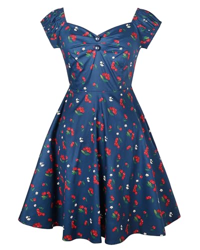 Image of YARN & INK Retro Swing Dresses for Women 1950s Vintage Rockabilly Clothes Pinup Clothing Cocktail Party Dress