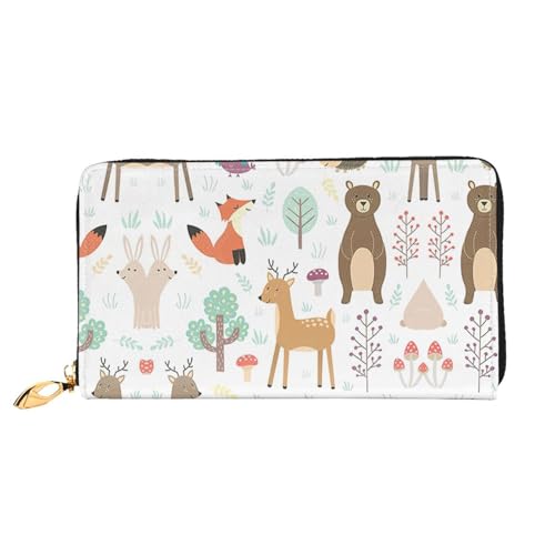 Portefeuilles en cuir femme imprimé animaux avec blocage RFID et double fermeture