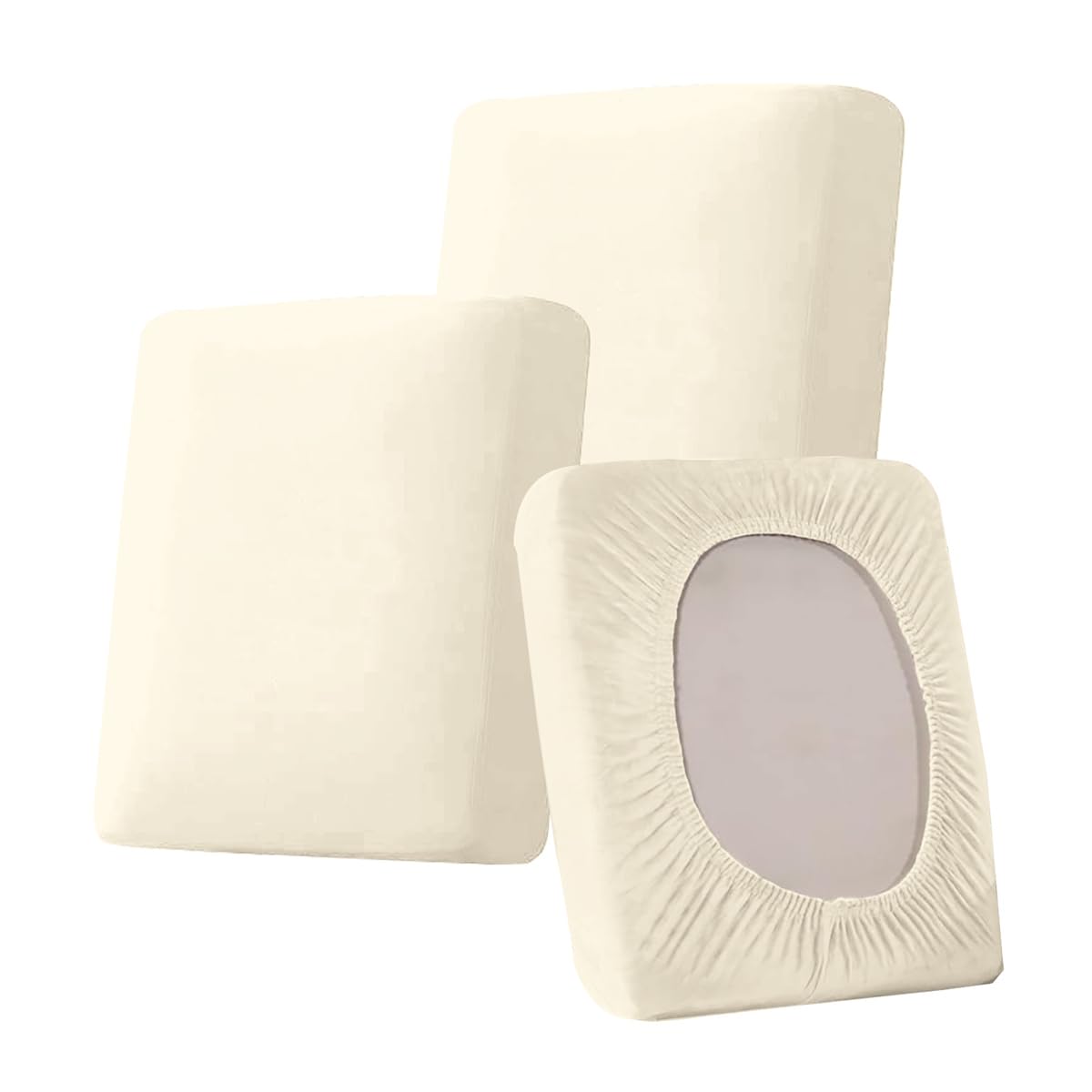 Copriseduta per Divano Elasticizzato Tinta Unita, Federa per Cuscini da Esterno di Ricambio, Antiscivolo, Beige 125x65x20cm
