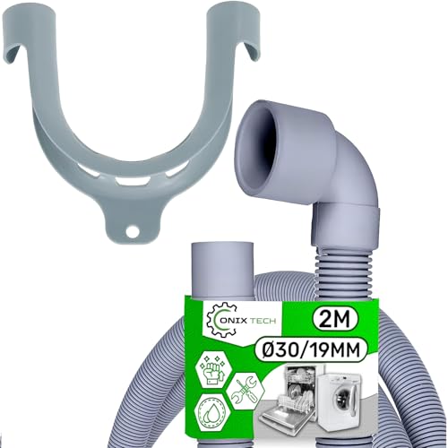 Ablaufschlauch Spülmaschine Universal 2 m Ø 30/19 mm Gerade und Gewinkelt mit dem Originalcode 49052655 für Candy 481281718685 für Whirlpool - Garantie 5 Jahre - ONIX TECH