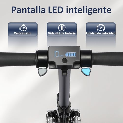 scoot4kids Patinete ElÃctrico para Ninos, Edades 6-12, Motor de 130W, Velocidad MÃxima de 14 km/h, Alcance de 8 km, Luces LED Coloridas, Diseño Plegable, Regalo para Niños y Adolescentes (Negro) - imagen 2