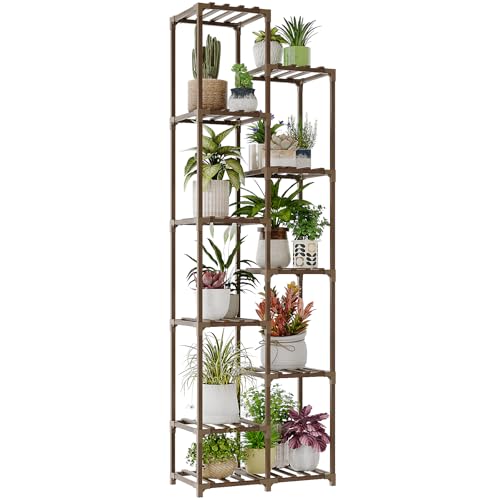 Bamworld Plant Stand Indoor Outdoor, 11 Tire Tall Large Wood Plan...