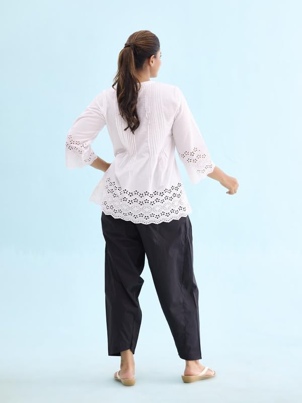 Image of GO COLORS Soft Cotton Salwar for Women | Relaxed Fit, Mid Rise, Ankle Length, Drawstrings