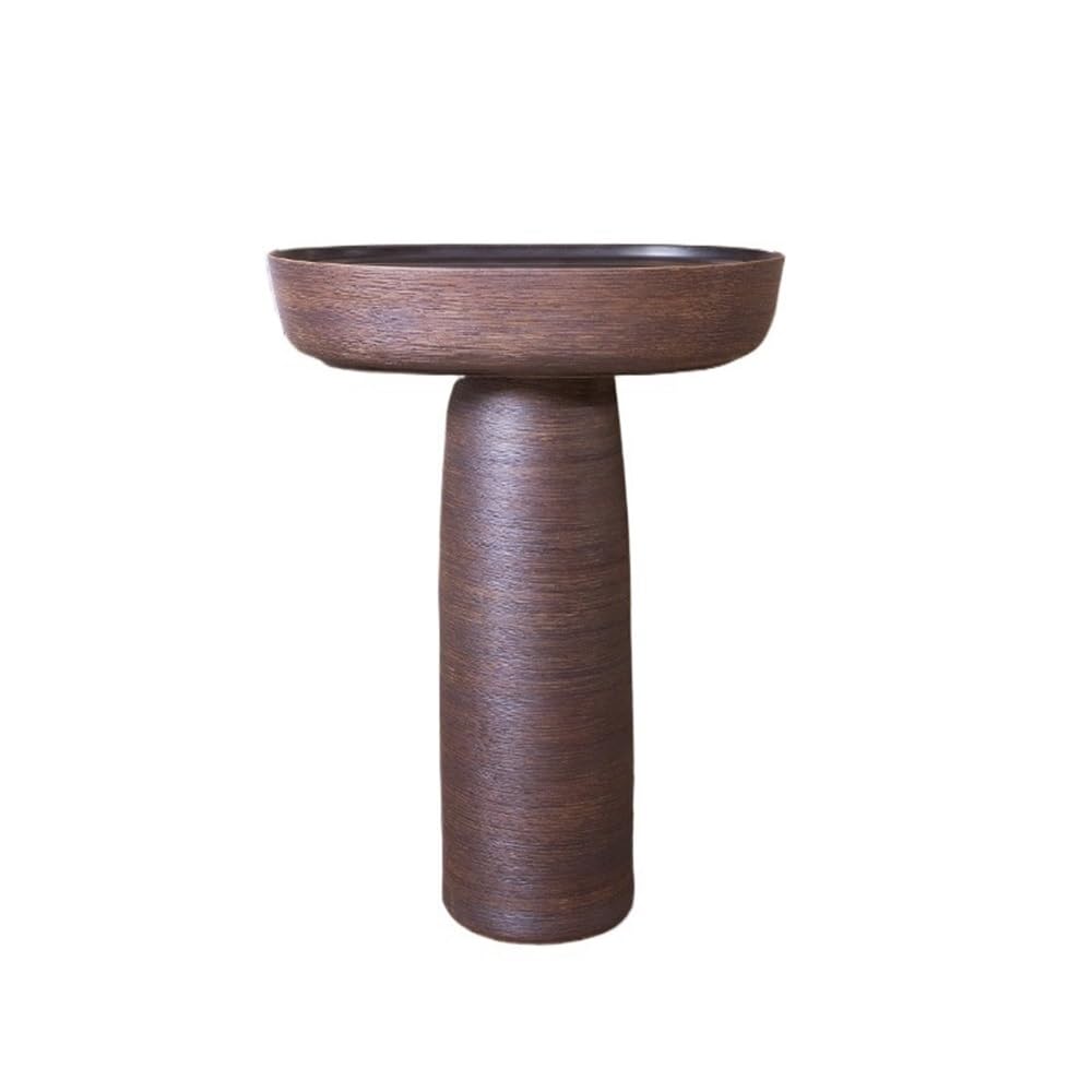 Free-Standing Patio Ceramic Pedestal Sink Freestanding Wash Basin with Faucet and Drain Kit Lavatory Column