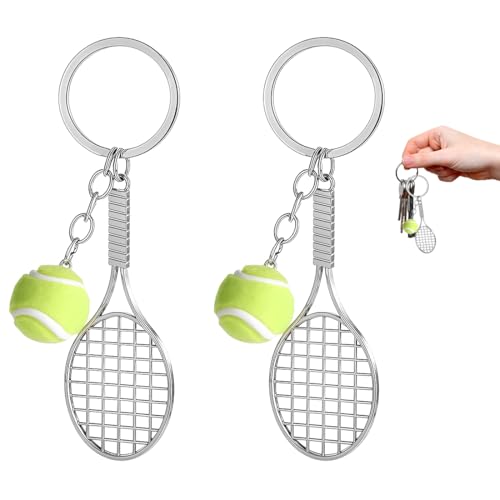 UYVPAER 2 Piezas Llavero De Raqueta De Tenis, Novedad De Raqueta De Tenis, Llavero Con Colgante De Pelota De Tenis, Llavero Deportivo Creativo Para Amantes Del Tenis, Amantes Del Deporte