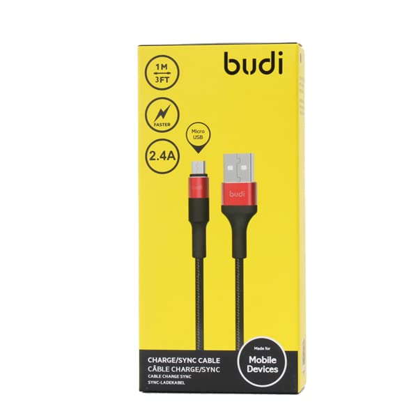 Budi sync micro usb cable power line | 2.4a | 1m / 3ft | fast charging micro type cable | compatible with note 3/4/5, galaxy s3/s4/s5/s6 edge s7, nokia lumia, lg, htc, etc. - black
