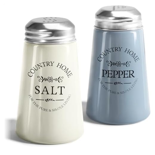 COM-FOUR® 2x glasskrydda shaker, salt shaker och peppar shaker i gammal engelsk lantlig stil, lantlig/västerländsk stil, för grovt salt & peppar (02 stycken)