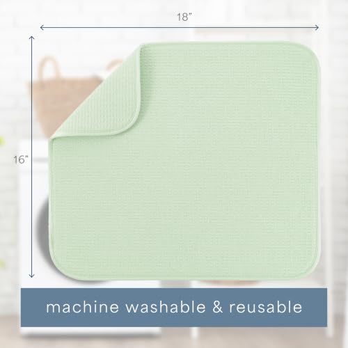 Image of S&T INC. Dish Drying Mat, 16 inch x 18 inch, Large, Mint Green