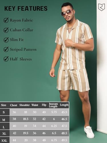 Image of Rigo Printed Co-Ord Set for Men | Casual Shirt & Shorts Night Suit Set | Lounge-wear Nightdress Pajama Set for Mens & Boys | Night Wear, Beach Wear, Vacation Wear Outfit