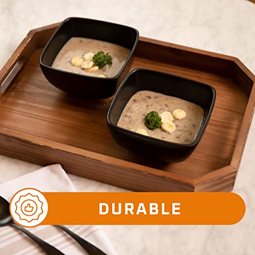 Bruntmor 26 Oz Black Porcelin Ceramic Square Soup Bowls With Handles, Soup Crocks Set Of 6, Large Black Soup Bowls For Kitchen, Side Dish, Soup, Cereal,Ice Ice Cream And Salad, Perfect For Christmas #TOP5