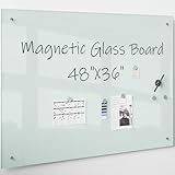 Magnetic Glass Dry-Erase Board,White Board Set Frameless - 35 1/2