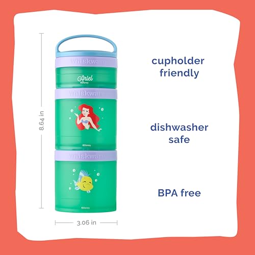 Image of (Ariel) DiSNEY PRINCESS Whiskware Stackable Snack Pack - 3 Jar + Handle - Purple /Green /Blue