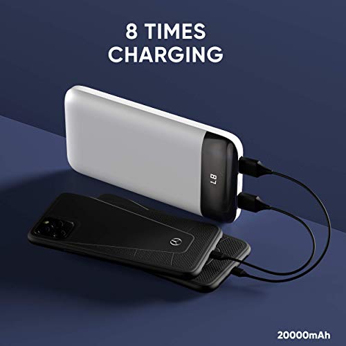Image of Vaku Luxos Swadesi Power Bank Fast Charge Power Bank 20000 mAh with Digital Display and Micro /Type C Outputs [Make in India] - White