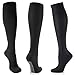 CAMBIVO 3 Paia Calze Compressione Graduata Donna e Uomo, Calze Elastiche a Compressione Graduata per Sport, Viaggi, Aereo, Gambaletti per Circolazione (S-M, Nero/Grigio)