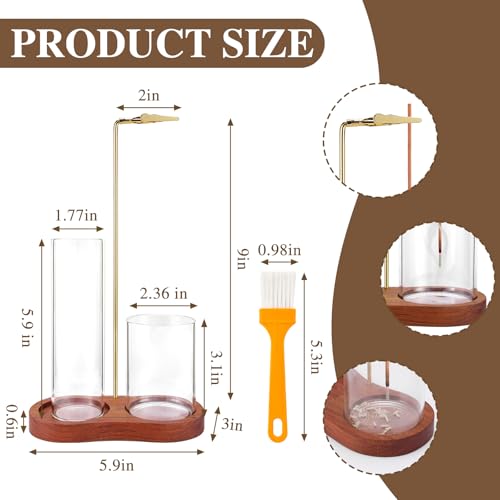 2 in 1 Incense Holder for Sticks with Glass Ash Catcher, Upside Down Anti-Ash Incense Stick Burner, Modern Vertical Incense Holder for Yoga, Spa, Meditation and Home Decor Reddish Brown - Thumbnail 3