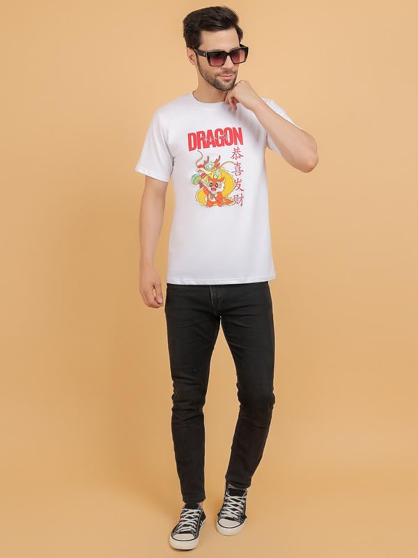 Image of 3AGES Enterprises Solid Men Round Neck Half Sleeve Tshirt | Cotton Blend |Regular Fit T-Shirts |T-Shirts for Men-White