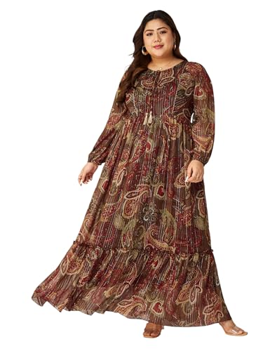 Image of Miss Chase A+ Women's Floral Wrap Chiffon Maxi Dress with Flutter Sleeves Frilled Hem