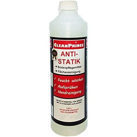 Cleanprince 1,0 Litre Anti Statics Cleaner Cleaning Solution Antistatic Effect Flächenreinigung Floor Cleaning Floors with Static Charge Streams Ableiten Kunststoffböden Plexiglass Cover