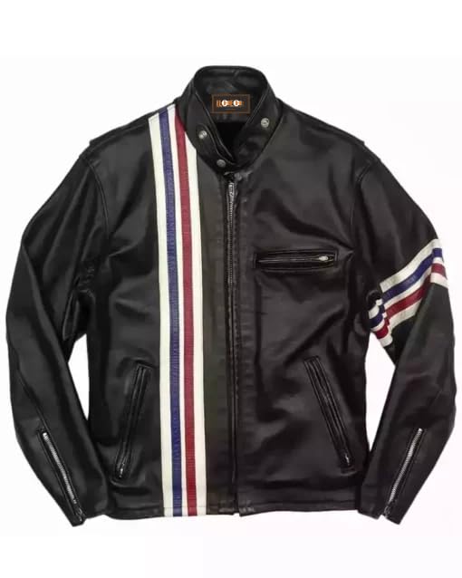 Mens American Flag Leather Biker Motorcycle Jacket3