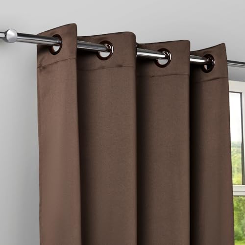 Image of Rivermoor Blackout Curtains Set of 1 | Solid Window Curtain for Living Room & Bedroom | Coffee | 80% Room Darkening | 250 GSM | Acrylic Eyelet | 114 x 152 cm