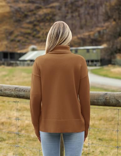 Image of Zeagoo Women's Turtleneck Sweater 2026 Fall Winter Chunky Knitted Pullover | High Low Hem Trendy Basic Jumper Top, Long Sleeve Casual Knit Pullover 2026, Fall Fashion Outfits, Winter Clothing for Women