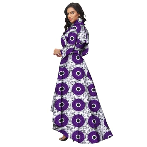 Image of African Dresses for Women A-line Floor-Length Dress Traditional Ankara Kente Print Evening Dress