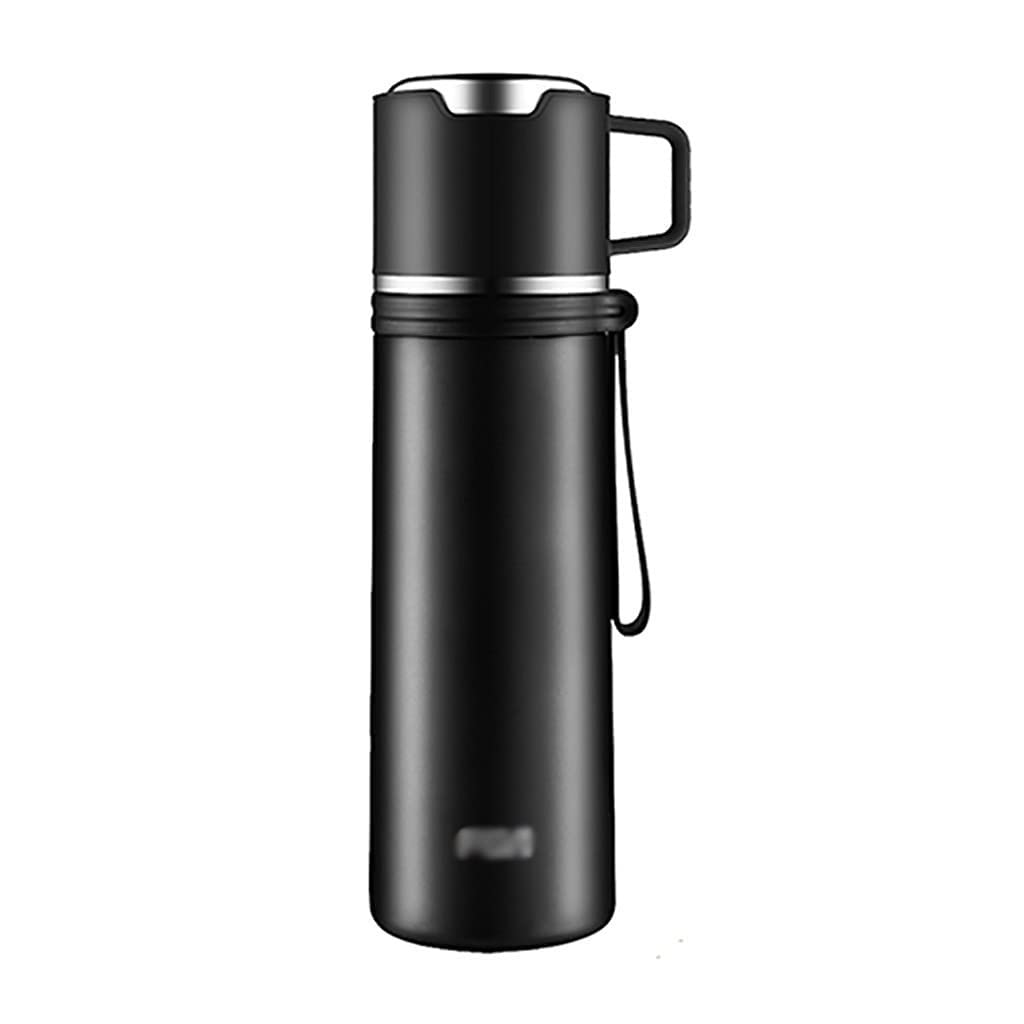 Bottiglia Sportiva Vacuum Vacuum Jar Grande capacità Tazza d'Acqua Bottiglia d'Acqua, Bottiglia in Acciaio Inox con Manico Bicicletta Camping Office Bottiglia Acqua Yoga (Color : Black)
