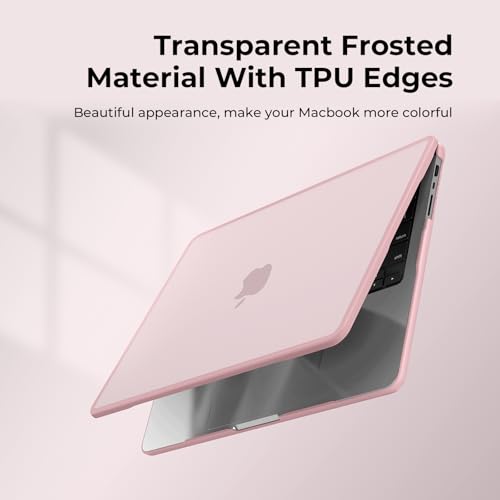 Image of BlueSwan Anti-Cracking Hard Shell Case for MacBook Pro 14-inch M5 2026-2021 | 100% Match Official Color,Anti-Fingerprint Soft TPU Bumper,Release M4 M3 M2 M1 Pro /Max Chip,Frosted Pink