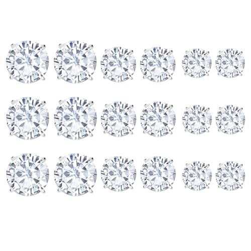 DOKRIN Orecchini da donna,Orecchini da uomo,Set di 12 paia di orecchini con zirconi di cristallo a sei griffe