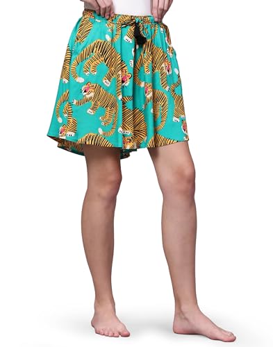 Image of B STORIES Women's Ultra-Soft Printed 100% Viscose Culotte Shorts | Soft Casual High Waist Lounge Shorts | Girls Ladies Stylish Quirky Casual Summer Beach Bottoms (S-XXL)