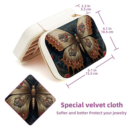 Boîte à bijoux papillon double couche compacte avec compartiments - 6