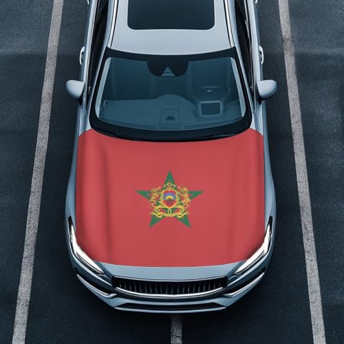 Image of Morocco Car Hood Cover Slip-On Washable Elastic Weatherproof Fabric Elastic Band Fixation Fits Most Cars
