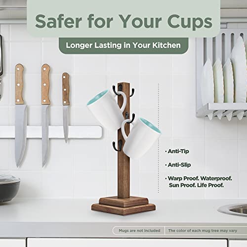 Benegio Coffee Cup Holder Mug Tree Mug Rack Timeless Collection - Satin Medium Roast Finish - Superior Craftsmanship - Anti-Tip & Slip Coffee Station Organizer - Coffee Mug Holder For Counter & Bar #TOP3