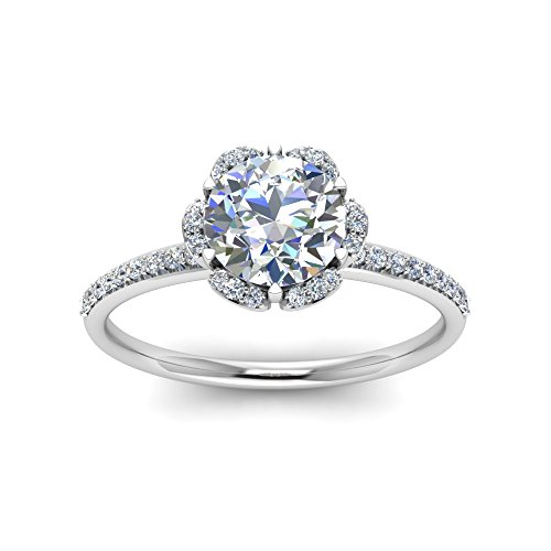 Image of 55Carat Choose Your Gemstone 6 Petal Ring Sterling Silver Round Shape Halo Engagement Rings Well Shaped for Any Gift Giving Occassion Modern Style Enchating Women US Size 4 to 12