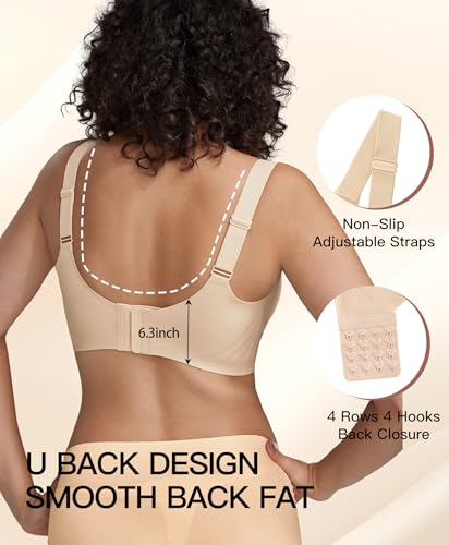 Image of Women's Minimizer Bra No Underwire Full Coverage Wireless Jelly Bra Plus Size Seamless T-Shirt Bra