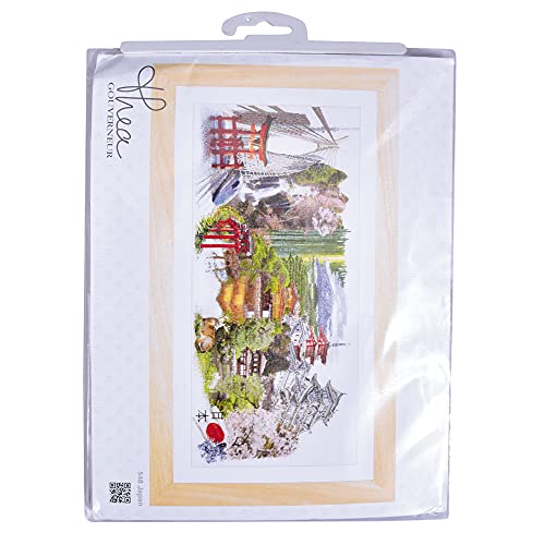 Image of Thea Gouverneur - Counted Cross Stitch Kit - Japan - Aida - 18 Count - Embroidery Kit for Adults - DMC Embroidery Threads and Other Cross Stitch Supplies Included - 548A