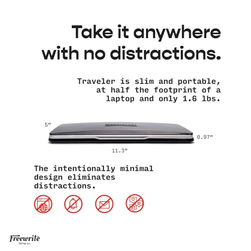 Image of Freewrite Traveler | Lightweight and Portable Typewriter with E Ink Digital Screen for Distraction-Free Drafting | Word Processor with Wifi Cloud Sync and Long Battery Life for Writers on the Move